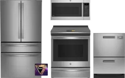 4 Piece Package Includes Refrigerator, Range, Microwave And Dishwasher